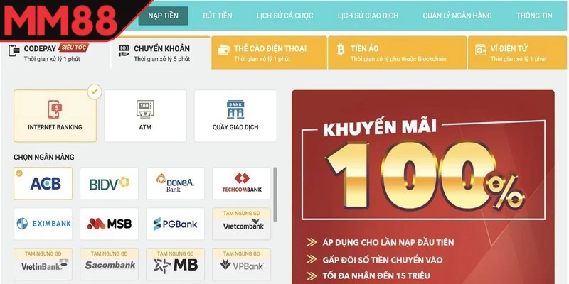Nạp tiền MM88