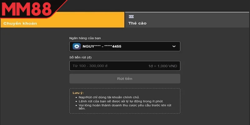 rút tiền MM88